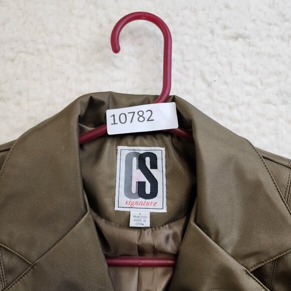 CS Signature Coat Jacket Sm Metallic Bronze Pockets Collar Vintage Old Money - Picture 8 of 8